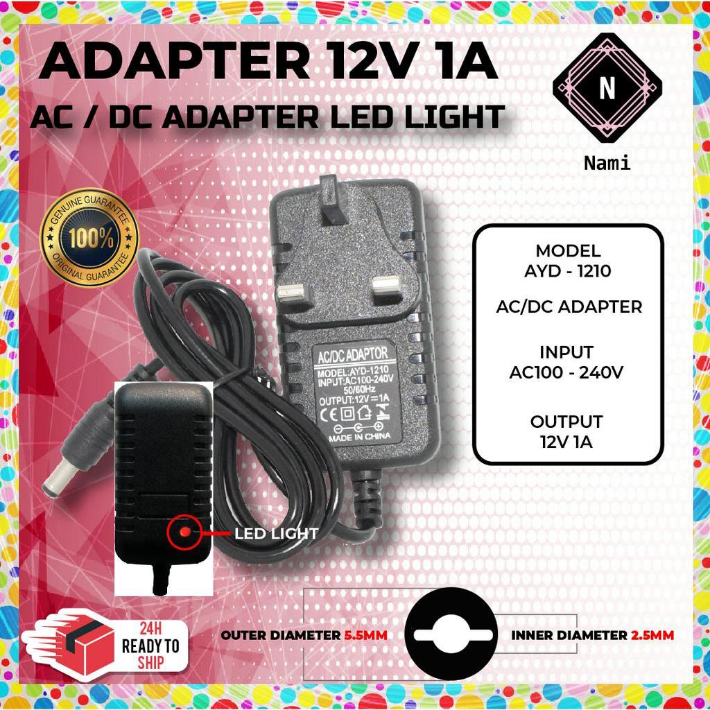 Ac Dc 12v 1a Adapter Switching Power Supply 5 5 X 2 1 2 5mm Uk 3pin Plug For C Shopee Malaysia