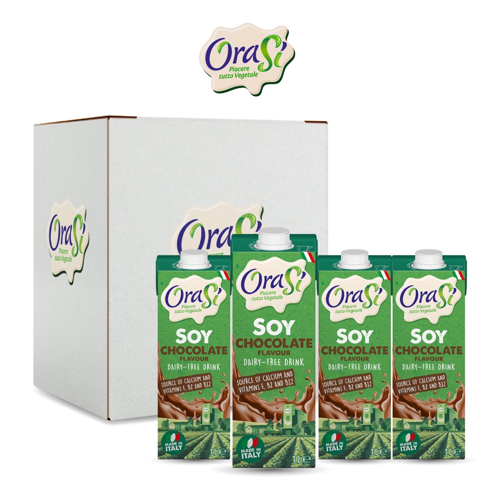 SOY CHOCOLATE MILKORASIOracy (1 Pack of 4 Bottles x1L/1 4 Boxes x1L