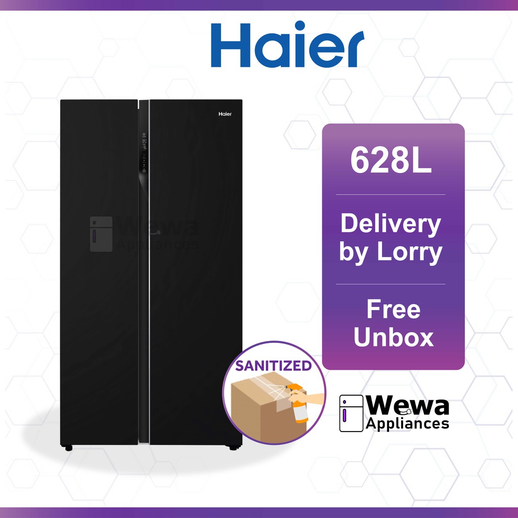 Haier Side By Side Glass Series 628L DC Inverter Refrigerator Peti Ais HRF619SI(B) Shopee