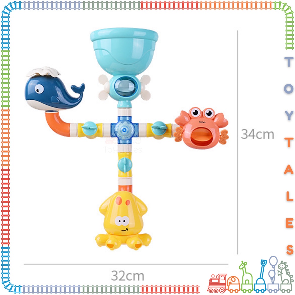 BATH TOYS SET for Kids and Baby [ Pipe & Slide ] Dino Animals Mainan ...