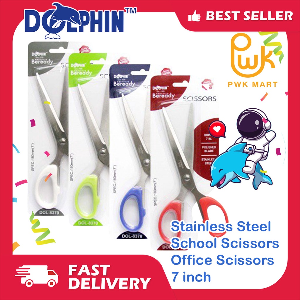 DOLPHIN Stainless Steel School Scissors / Office Scissors 6/7/8 inch ...
