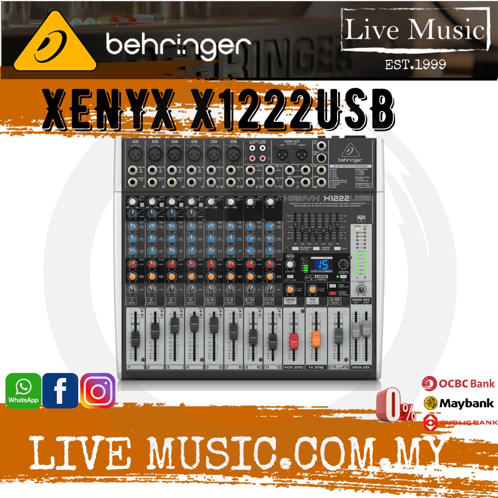 Behringer XENYX X1222USB 12channel Mixer with USB and Effects
