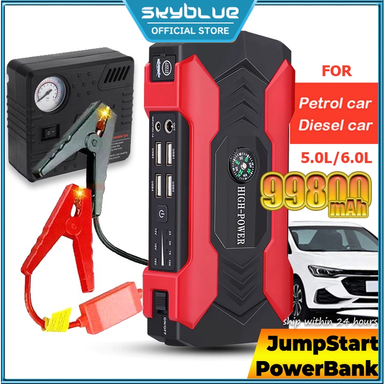 Car Jump Starter Power Bank 99800mAh Car Jumper With Type Pump ...