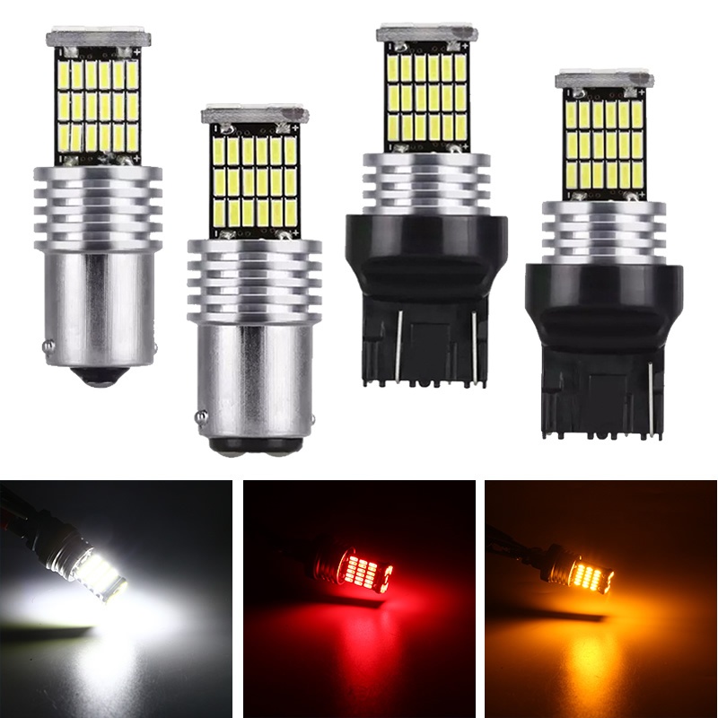 1/2pcs White BA15S P21W 1156 BAU15S PY21W T15 W16W 1157 P21/5W BAY15D LED  Bulbs with 45SMD 4014 Chip Car Turn Signal Lamp 12V T10