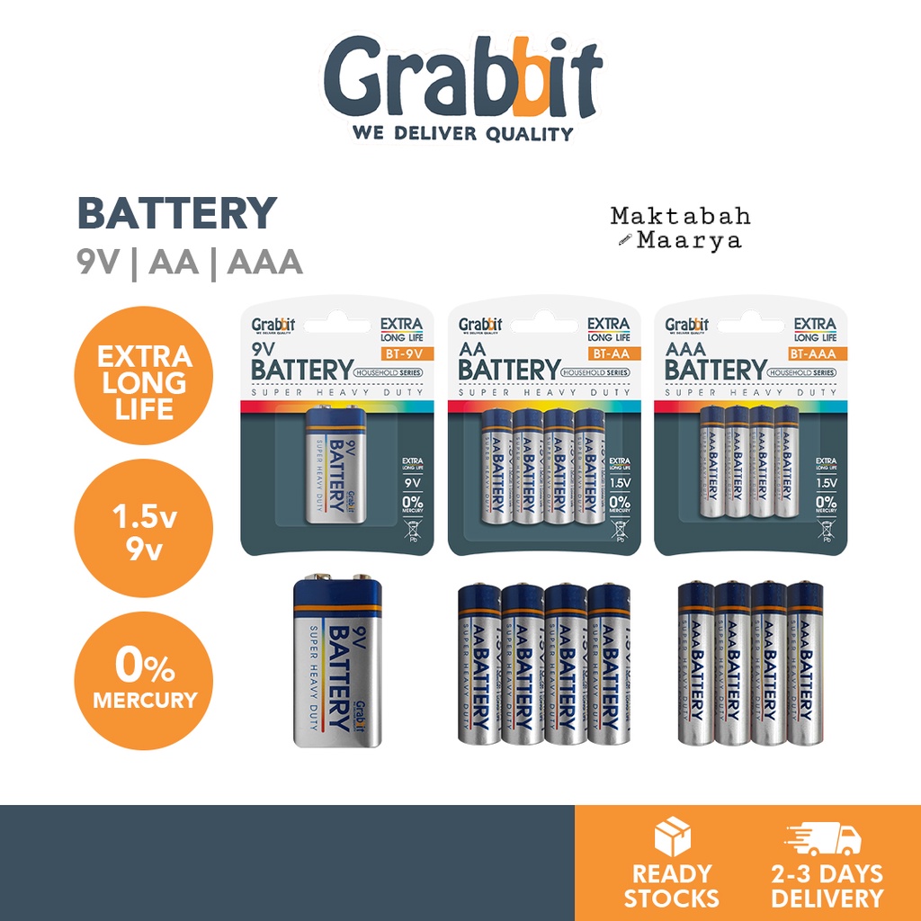 BATERI | 9V 1.5V AA AAA Battery Extra Long Life Super Heavy Duty ...