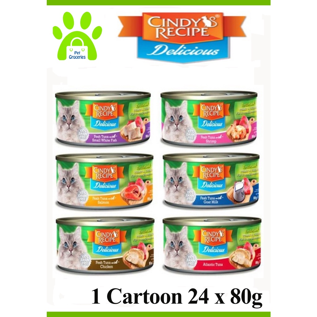 Cindy's Recipe Delicious Cat Can Wet Food 1 Cartoon 24 x 80g | Shopee ...