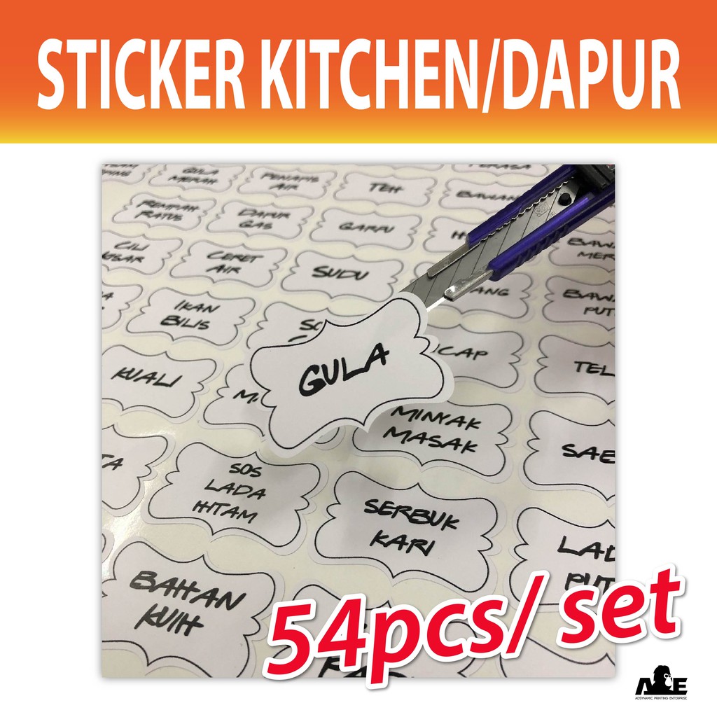 STICKER LABEL KITCHEN/DAPUR (54PCS Different Design) | Shopee Malaysia