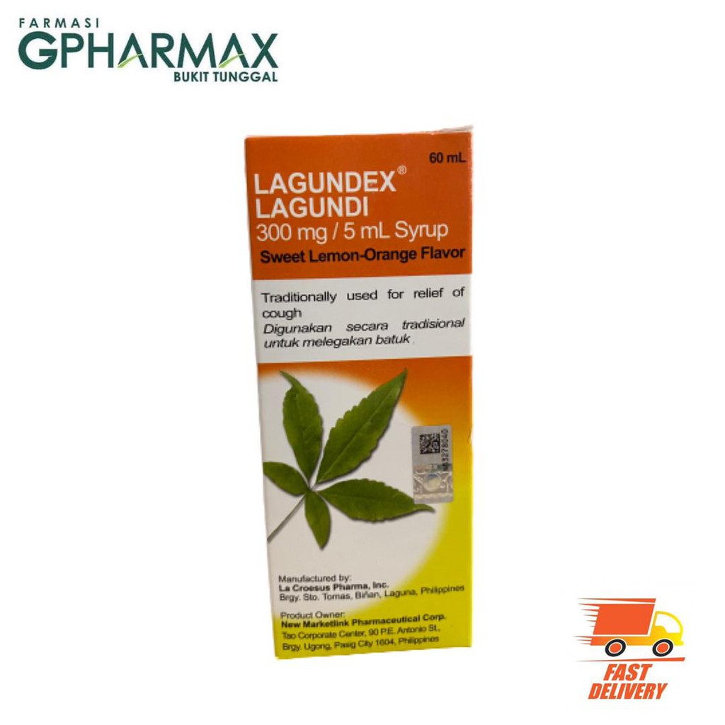 LAGUNDEX LAGUNDI COUGH SYRUP 60ML (SWEET LEMONORANGE FLAVOUR