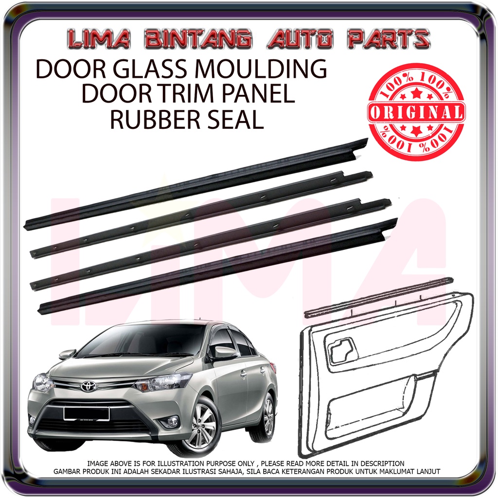 Toyota Vios Keli NCP150 Door Glass Moulding , Door Trim Seal ( Inner
