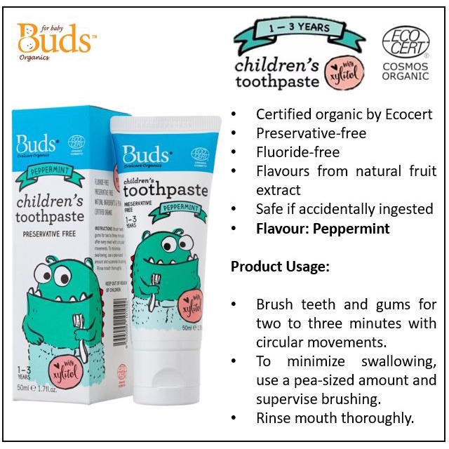 Buds Children’s Toothpaste (Oral Gel 30ml/Xylitol 50ml /Fluoride 50ml