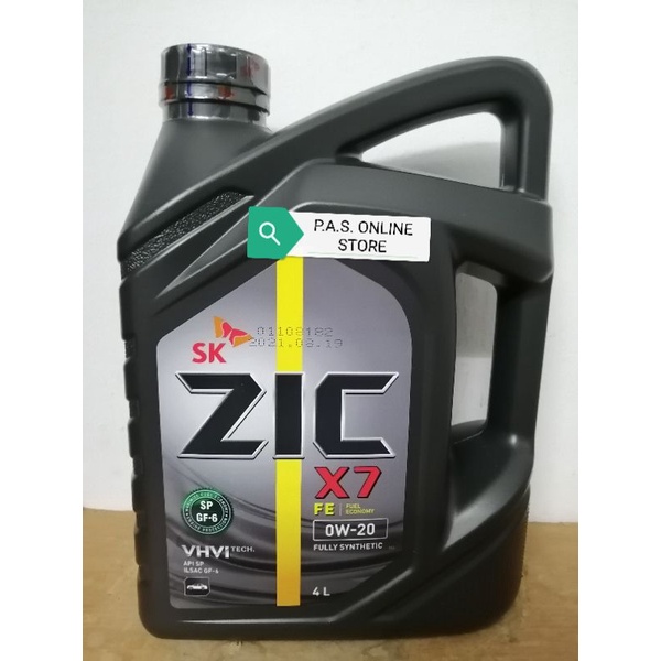 ZIC X7 FE 0W-20 4L SP GF-6 FULLY SYNTHETIC ENGINE OIL | Shopee