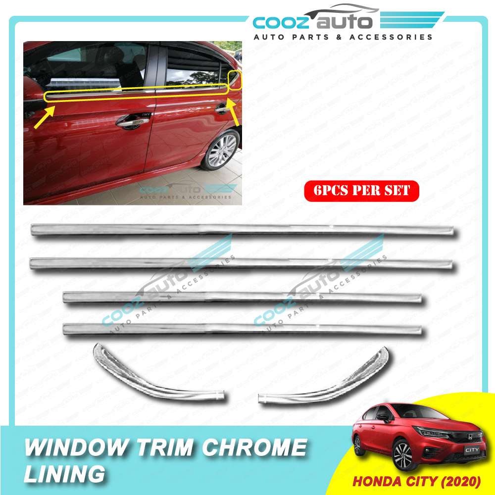 Honda City 2020 - 2024 Window Trim Chrome Lining / Door Belt Moulding ...