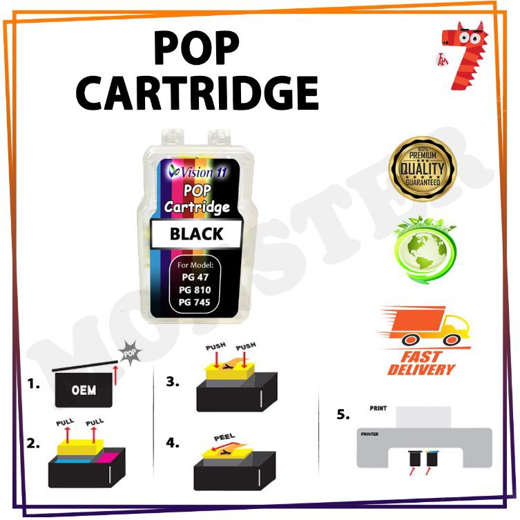 Vision Pop Cartridges Canon PG810 for iP2770 /2772, MP245 /237 /258 ...