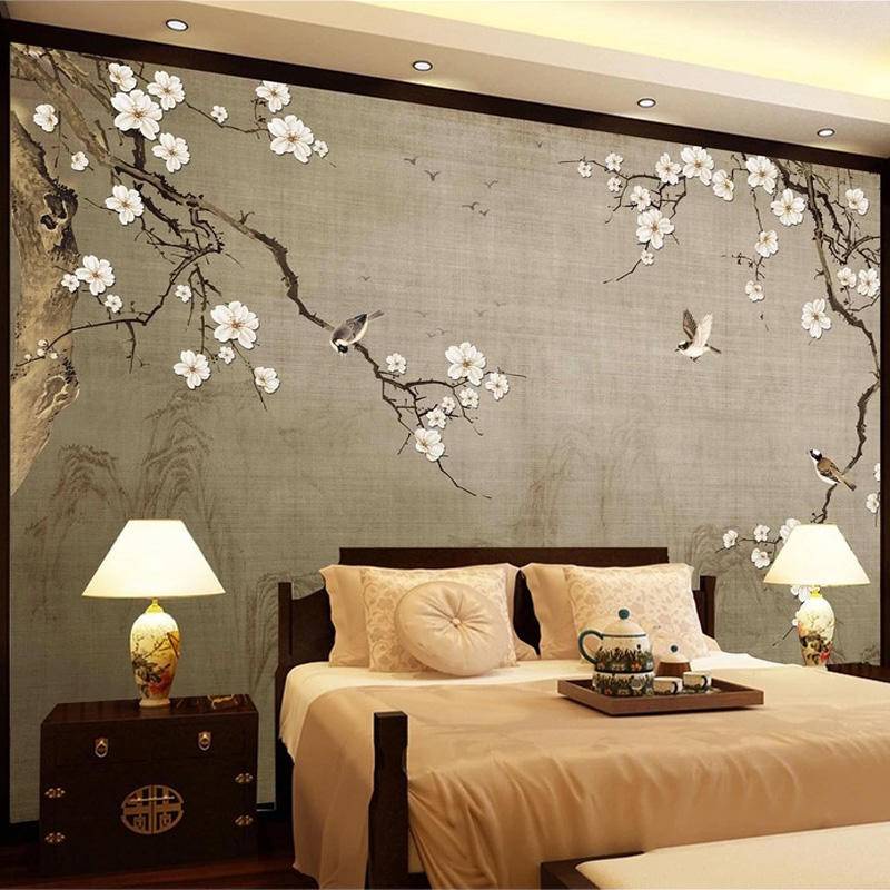 New Chinese Style Living Room TV Background Wall Wallpaper 8D Plain - View #4