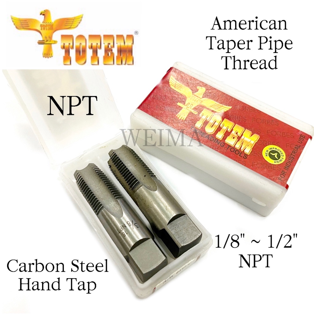 TOTEM AMERICAN TAPER PIPE THREAD CARBON STEEL HAND TAP (2PCS/SET) -- 1/ ...