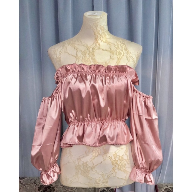 Korean Silk Crop Tops (Light Satin Fabric) | Shopee Malaysia