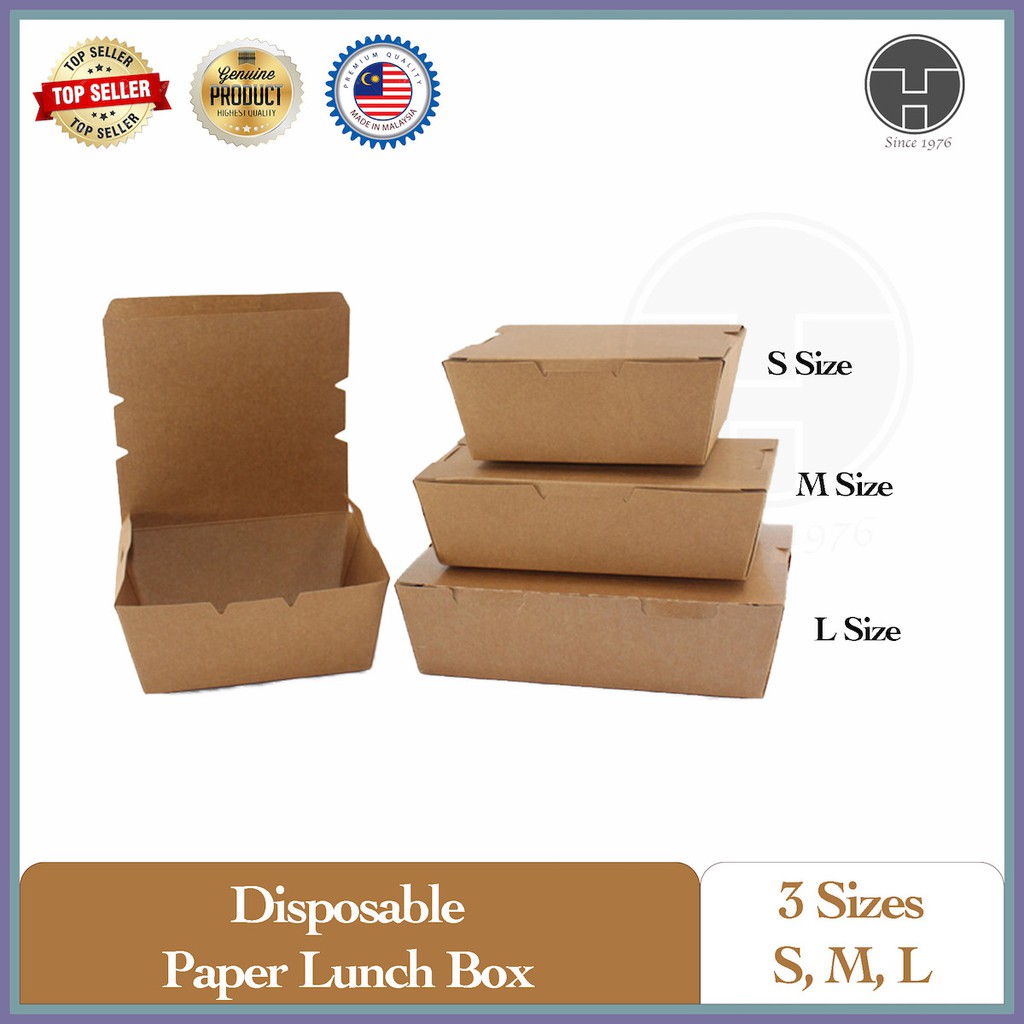 [teohin] Disposable Paper Lunch Box Food Grade 50 Pcs   Take Away Paper 