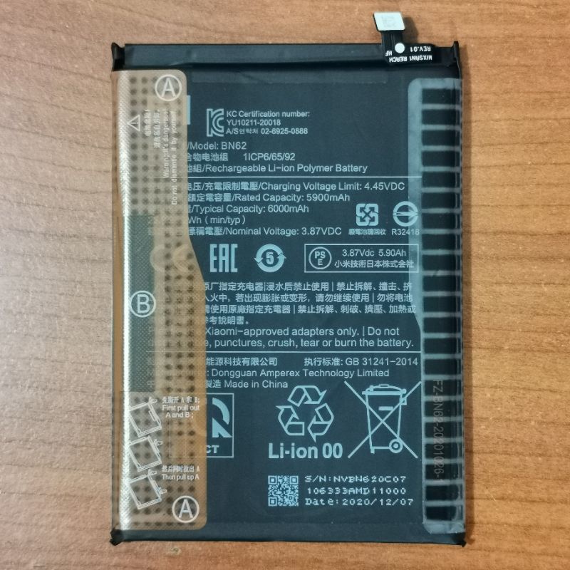 6000mah Battery Bn62 Xiaomi Redmi 9t Poco M3 Bn 62 Rdmi9t Po Co M 3 9 T 6000 Mah Batery Bateri 3528