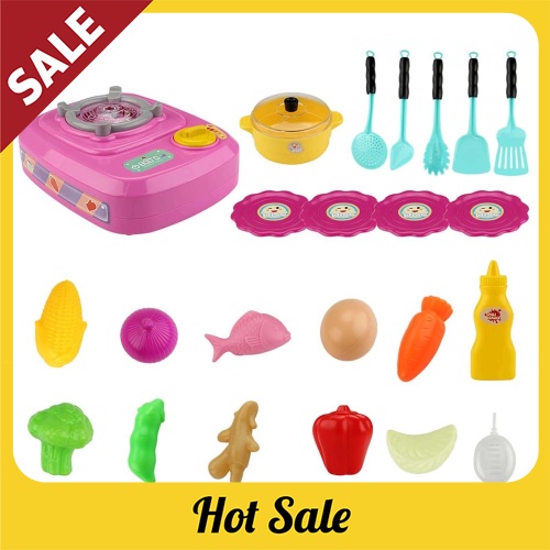 23PCS Kitchen Play Toy Simulation Kitchen Gas Furnace Toy Kids Pretend ...