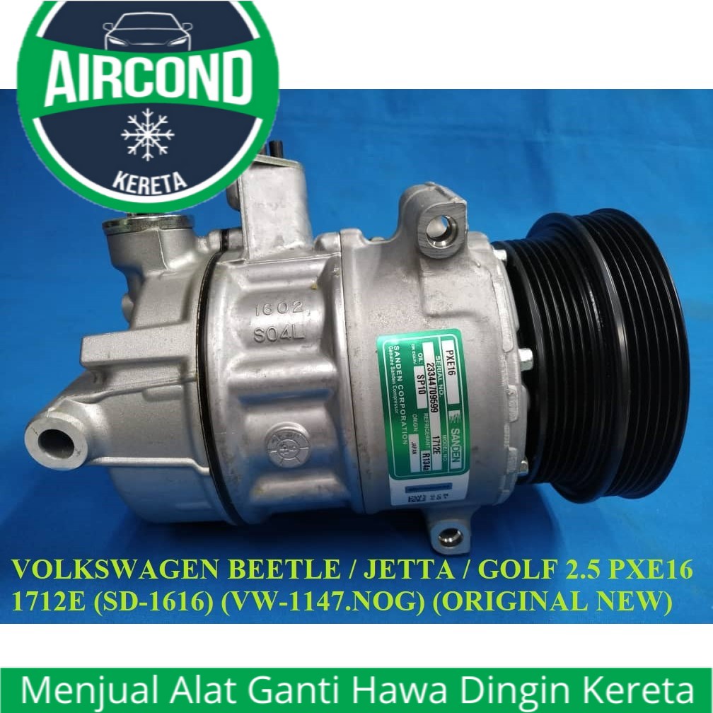 ACK VOLKSWAGEN BEETLE JETTA GOLF 2.5 PXE16 1712E COMPRESSOR (SANDEN ...
