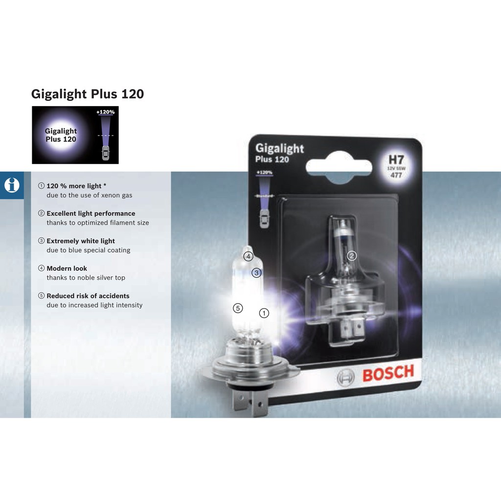 Bosch Gigalight Plus 120 H7 Headlight Bulb for Hyundai Sonata YF 6th Gen