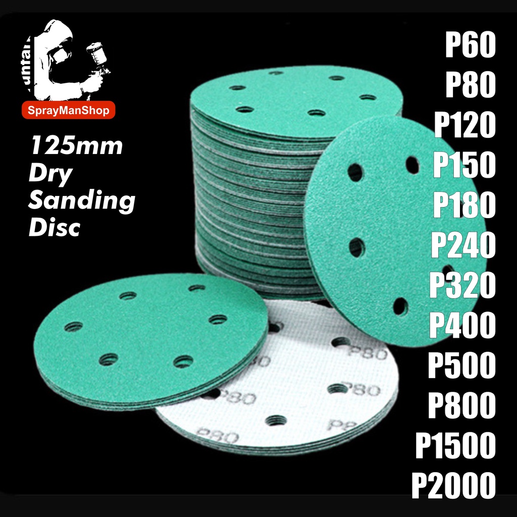 Sandpaper Disc 125mm 6 Holes Velcro Backing Dry Sanding Paper Disc