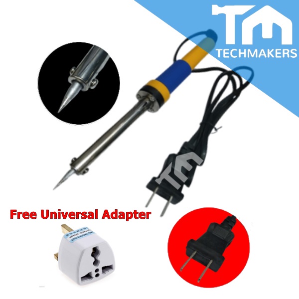 Soldering Iron Gun 60W Electric Solder (**Free Universal Adaptor) High Quality Rubber Grip and Tip TechMakers