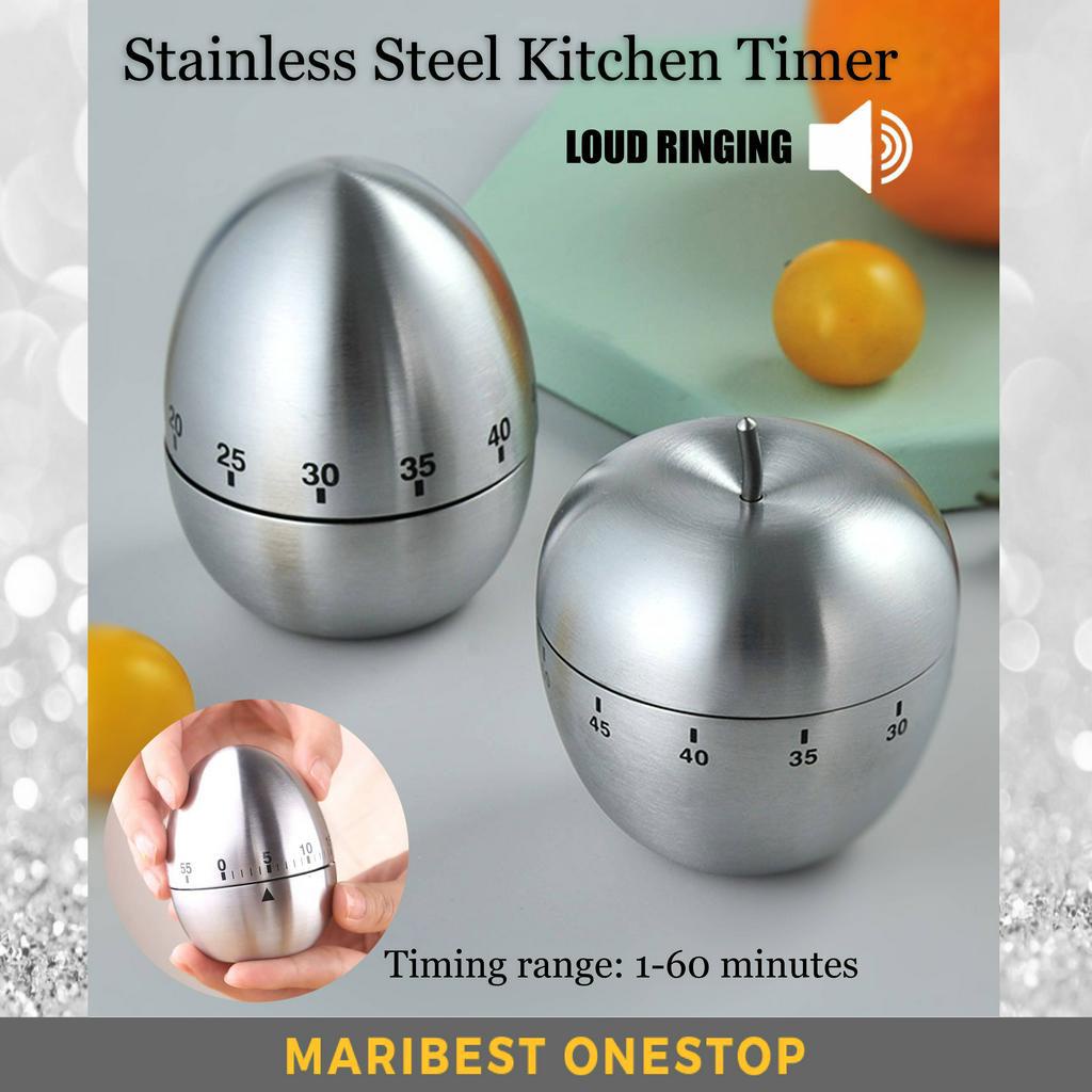 Apple/Egg Kitchen Timer Stainless Steel Metal Mechanica 60 Min ...