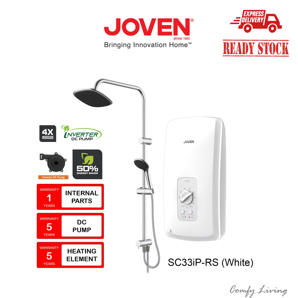 JOVEN SC33iP-RS Instant Water Heater with Booster DC Pump (Rain Shower ...