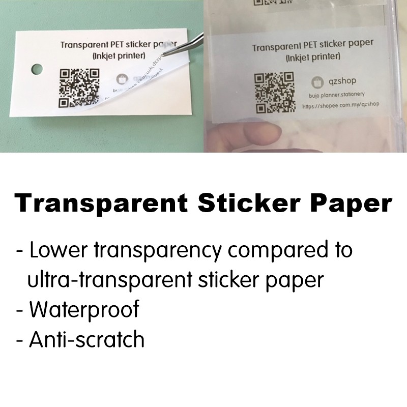 (50 pcs/pack) Inkjet Clear Transparent A4 Sticker Paper (Ready stock ...