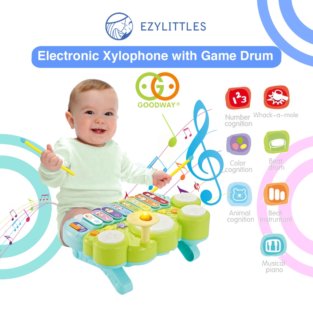 GOODWAY Electronic Xylophone with Game Drum 3 in 1 Kids Piano Keyboard