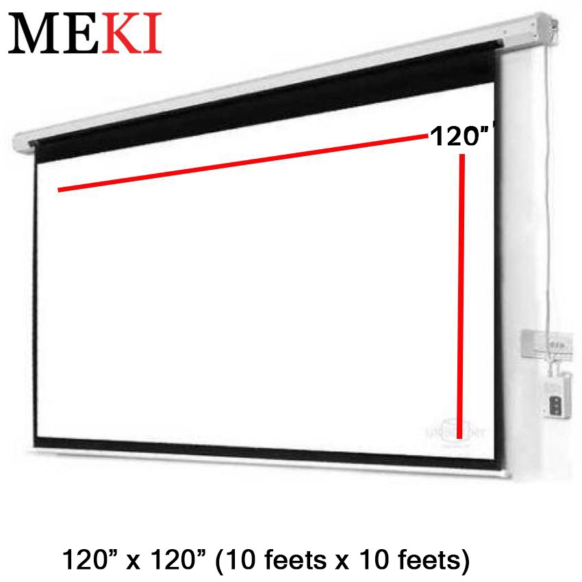 MEKI High Quality Series Motorized Projector Screen With Remote For LED/LCD Projector Shopee