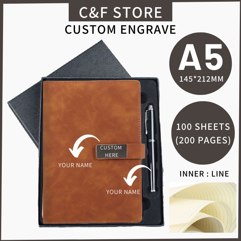 CUSTOM ENGRAVE Notebook A5 Planner Journal Notebook sketch book Buku