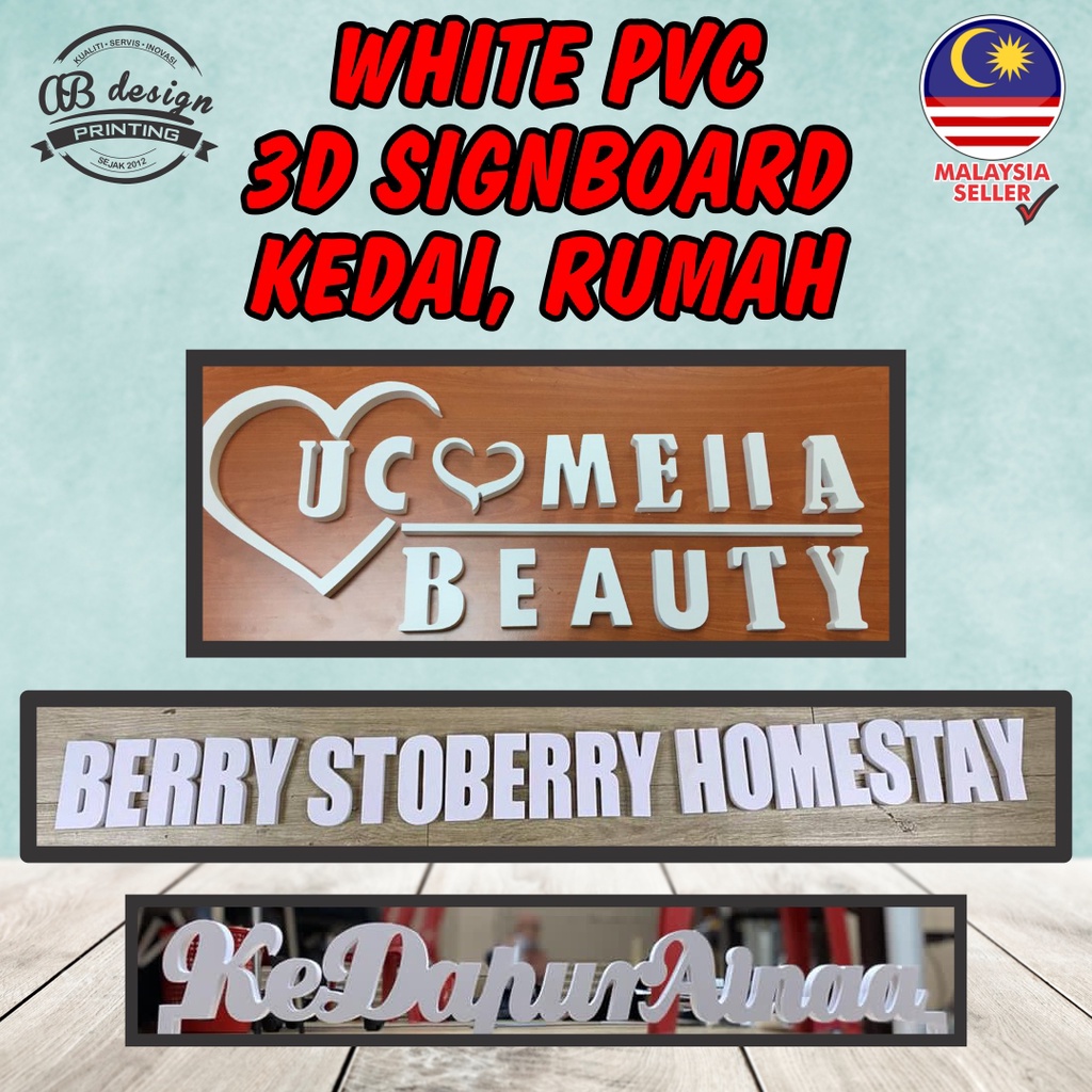 3D SIGNBOARD PVC NAMA KEDAI MURAH, PVC PUTIH Shopee Malaysia