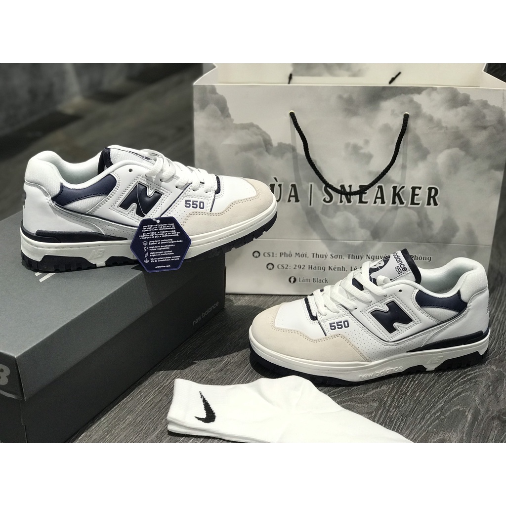 Super Product NB 550 NaVy Sneaker In White And Blue High Quality + With ...