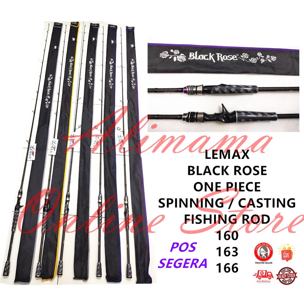 NEW LEMAX BLACK ROSE ONE PIECE SPINNING / CASTING FISHING ROD 160