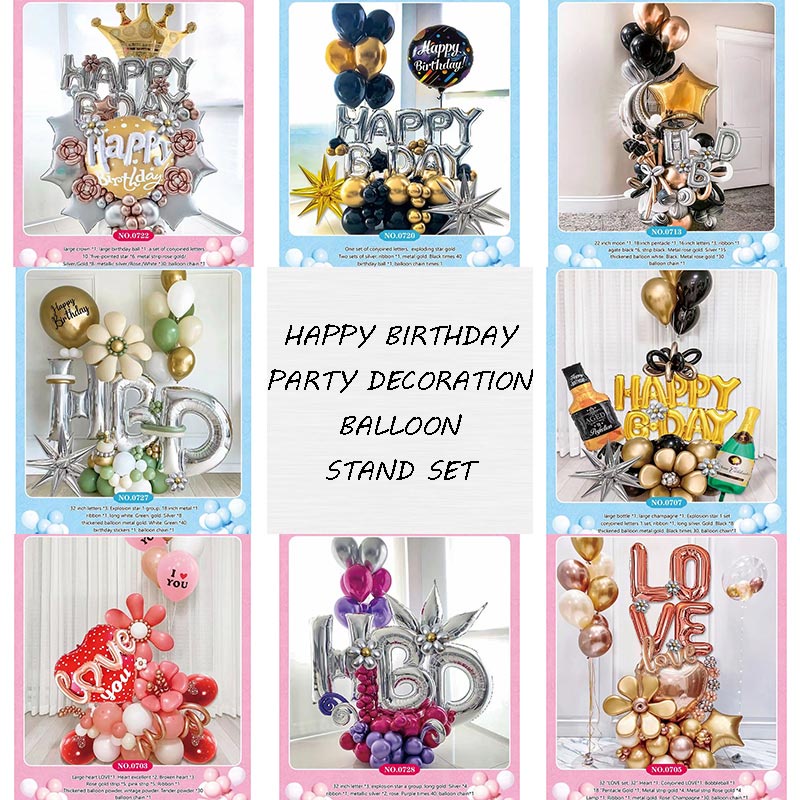 Happy Birthday Party Decoration Balloon Stand Set for Celebration Love ...