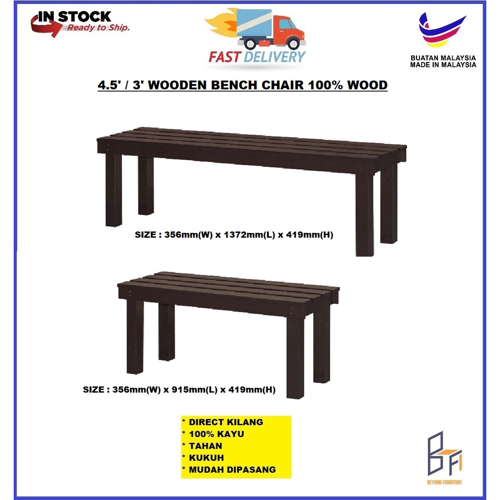 Ready Stock Kedah Beyond Furniture 3ft 4 5ft Wooden Bench Chair Long