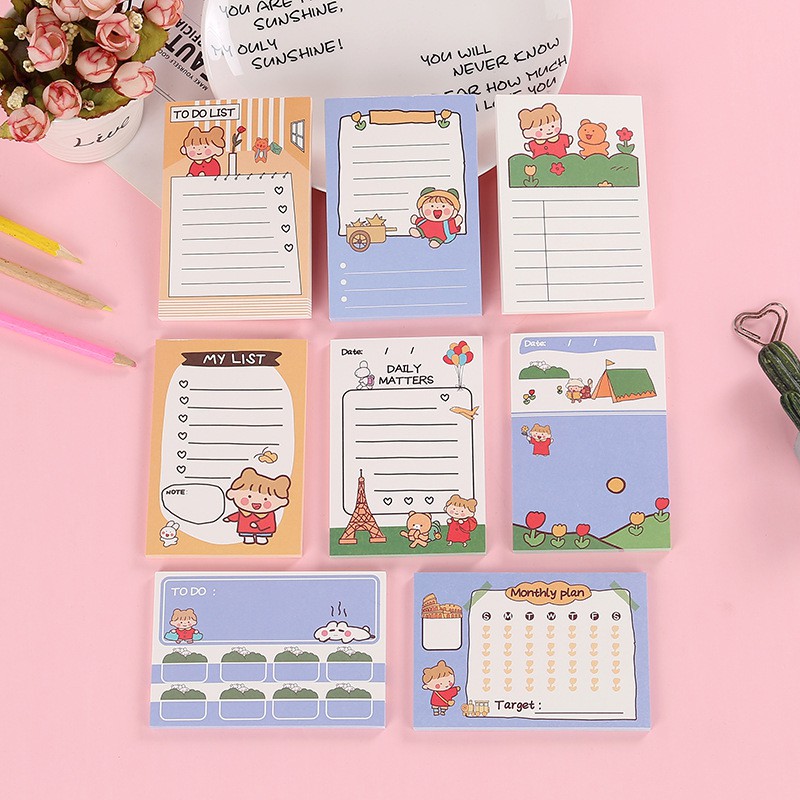YUME 50 SHEETS Memo Pad Girl Daily Weekly Monthly Schedule Calendar ...