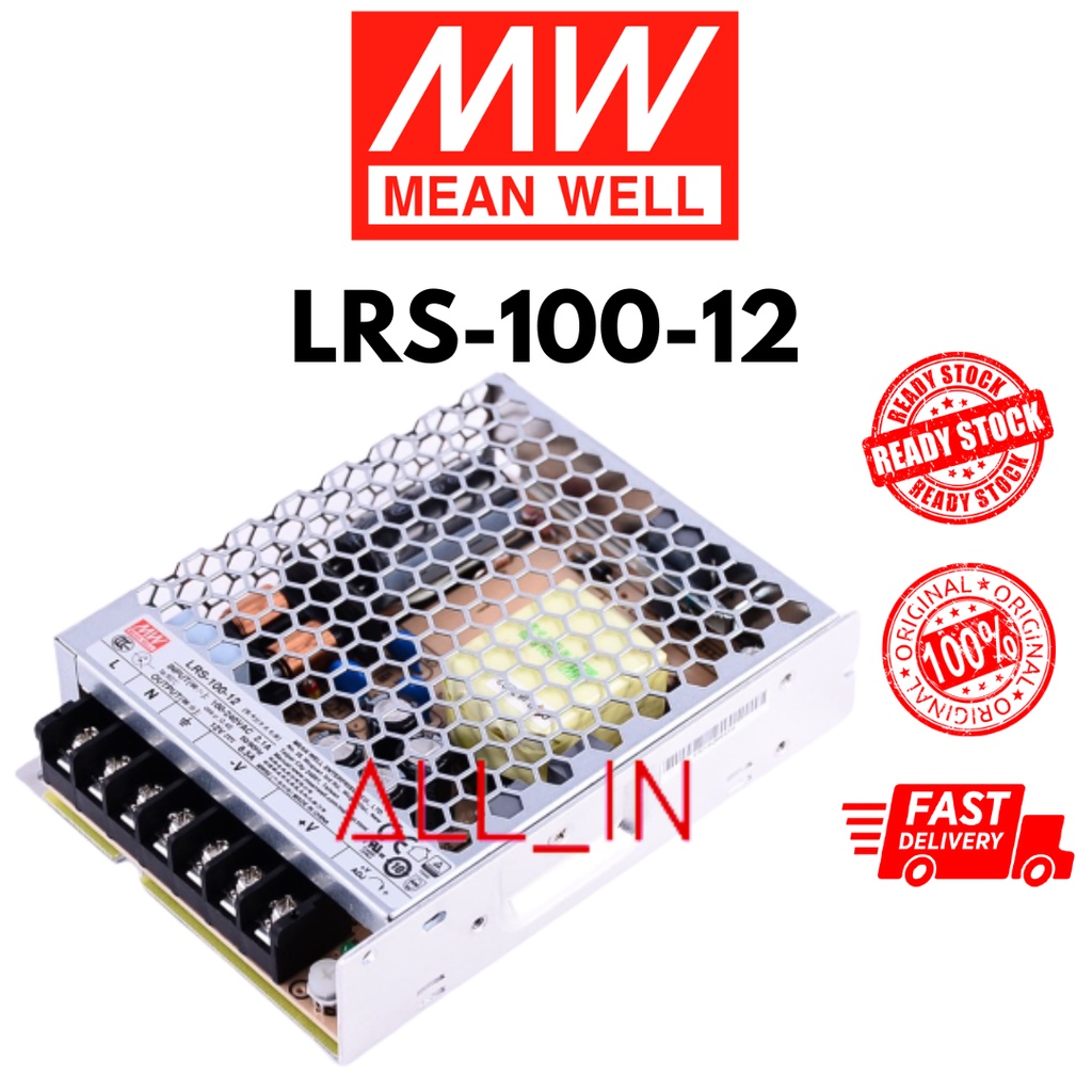 Mean Well LRS10012 12V 100W 8.5A Meanwell Power Supply Original 👍 Ready Stock 🔥🔥👍 1 Year