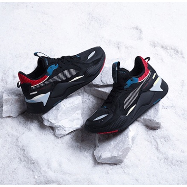 Puma black store ribbon red