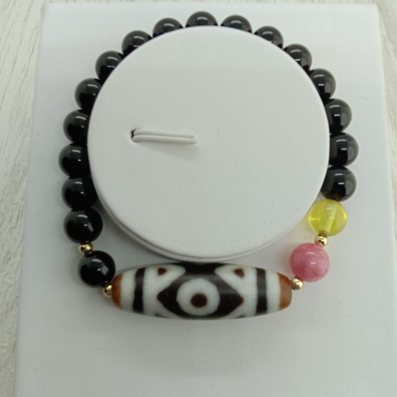 Genuine dzi * Tibet Dzi Bead Bracelet Jing Gang 3 Eye 6 Eyed 9