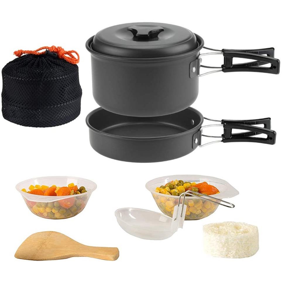 9pcs Camping Cookware Set Outdoor Cooking Set Mess Kit WH200 For 12