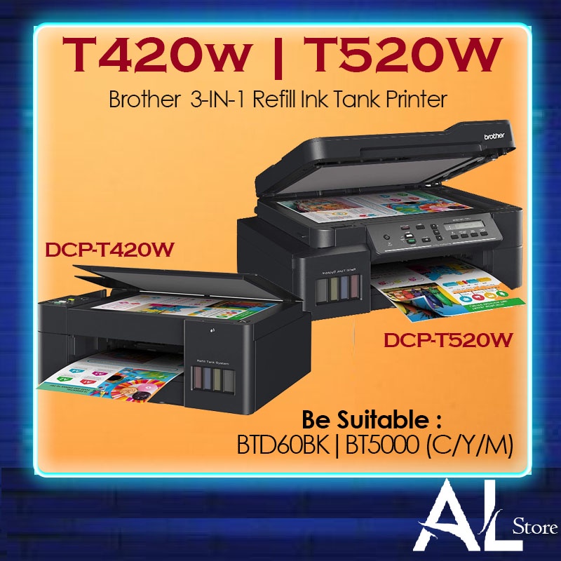 Brother DCP-T420W DCP-T520W Colour Refill Ink Tank 3 in 1 A4 Printer ...