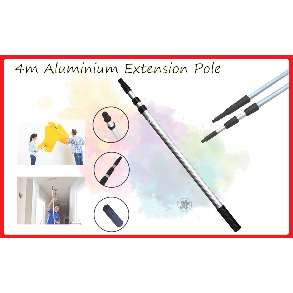 4M/12FT Aluminium Painting Pole Adjustable Aluminium Telescopic Paint
