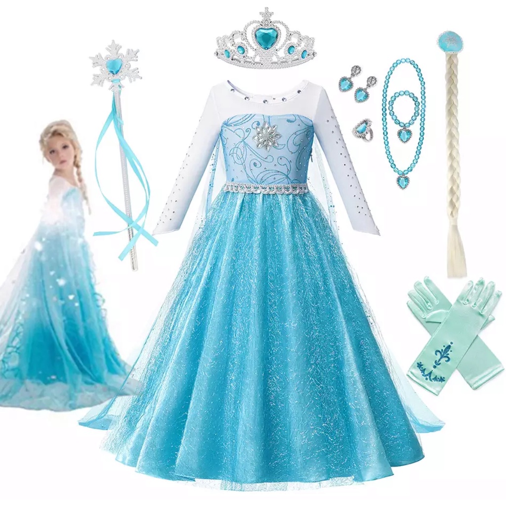 white christmas dresses Ice Snow Queen Inspired Frozen Christmas Holiday Winter Blue Dress Gow –  MJcostume main image 1