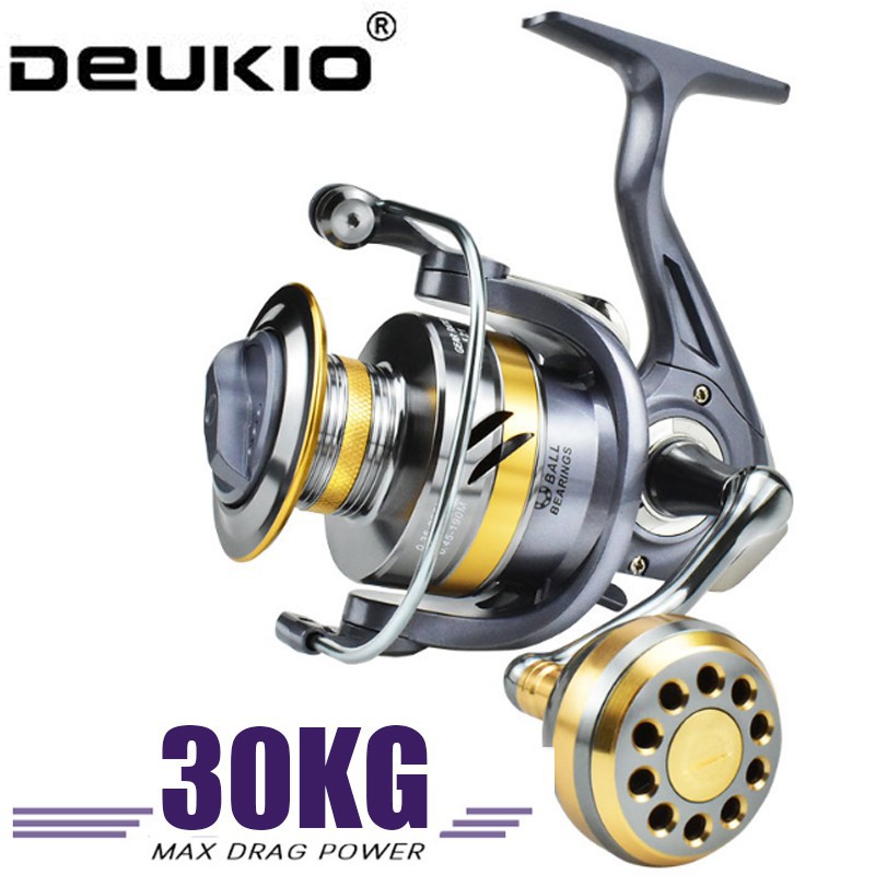 Deukio Spinning Reel Max Drag 30 Kg. 2000-7000 Size Mesin Pancing Big  Trolling Fishing Reels Carp Metal