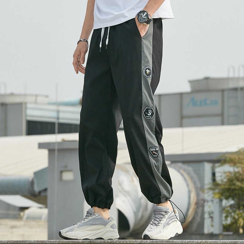 ⚡W-KING⚡ Summer Simple Boys Sweatpants Men's Loose Harem Pants Casual Pants  Nine-point Pants Plus Size Korean Pants Sports Jogging Pants Hiking Pants  Black M