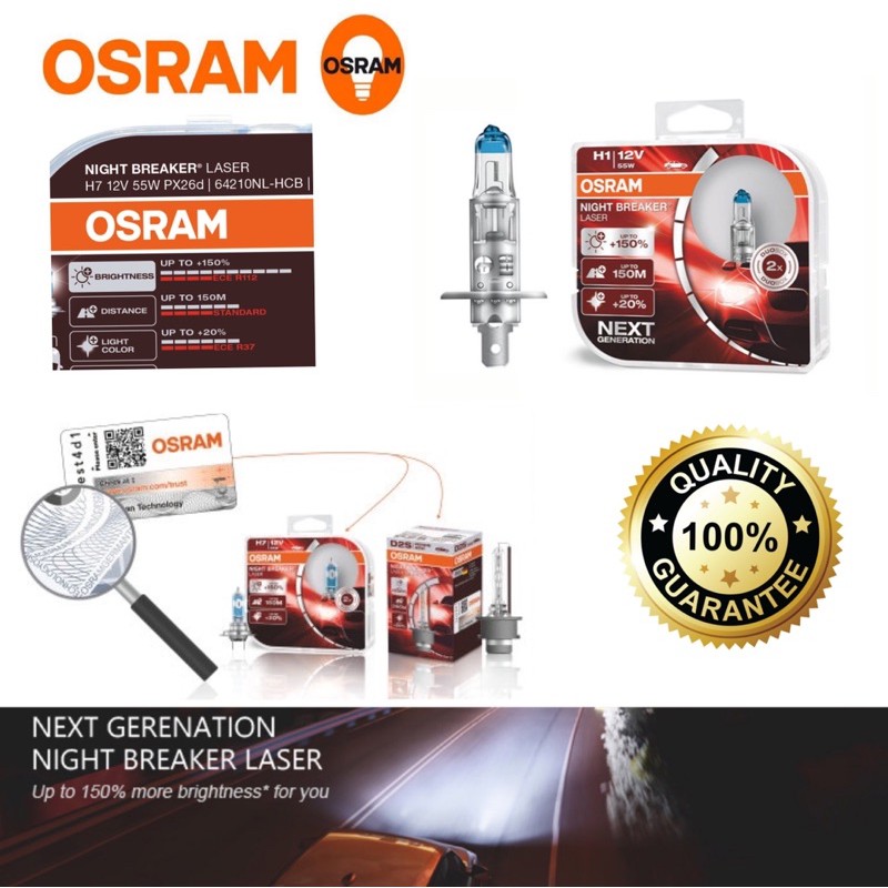 OSRAM H1 12V 55W P14.5s New Night Breaker Laser Next Generation