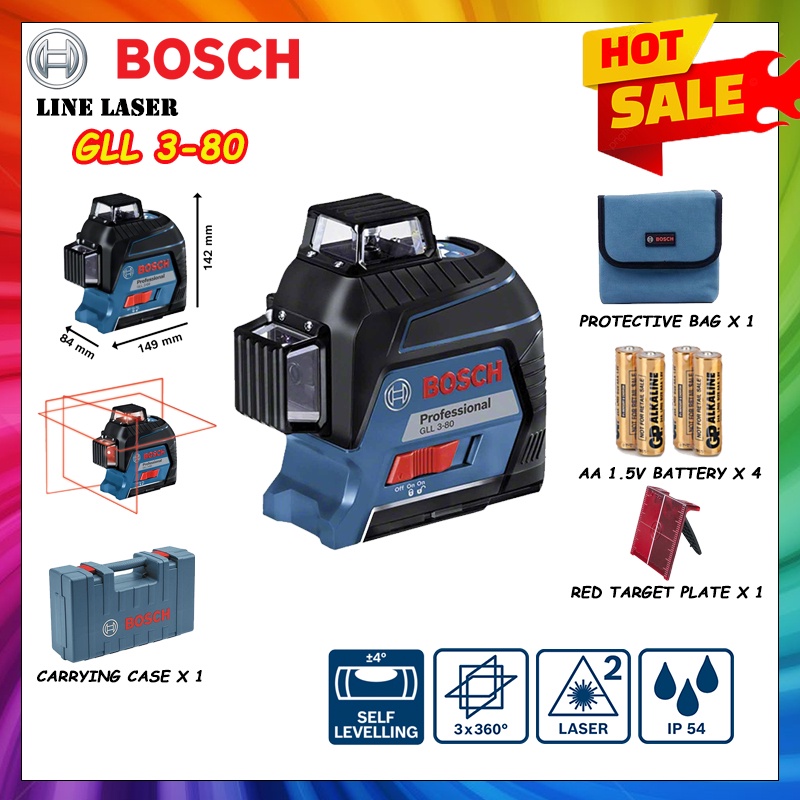 Bosch GLL 3-80 GLL3-80 Professional Line Laser Alignment 0601063S00 ...